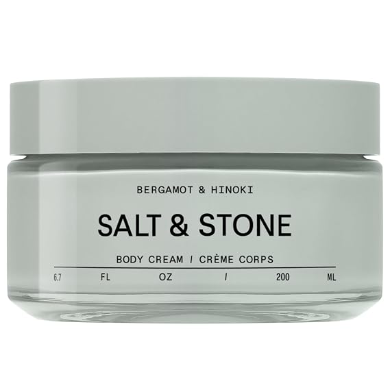 Salt & Stone Body Cream for Women & Men Bergamot & Hinoki 6.7 fl oz | Hydrating Formula, Deep Hydration & Skin Barrier Support, Healthy Glow, Vegan with Seaweed Extracts, Spirulina & Squalane