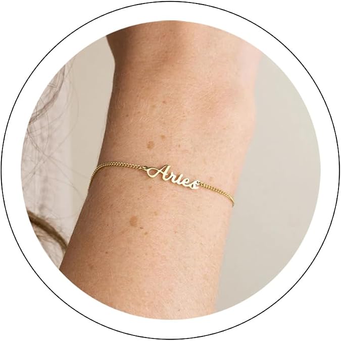Custom Bracelet for Women - 14K Gold Plated Adjustable Name Anklet Bracelets Personalized, Customized Bracelet Birthday Gift for Women