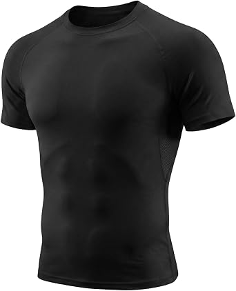 Mens Compression Shirt Short Sleeve Athletic Top Sports T-Shirt Undershirt Base Layer Shirts Tight for Workout Gym