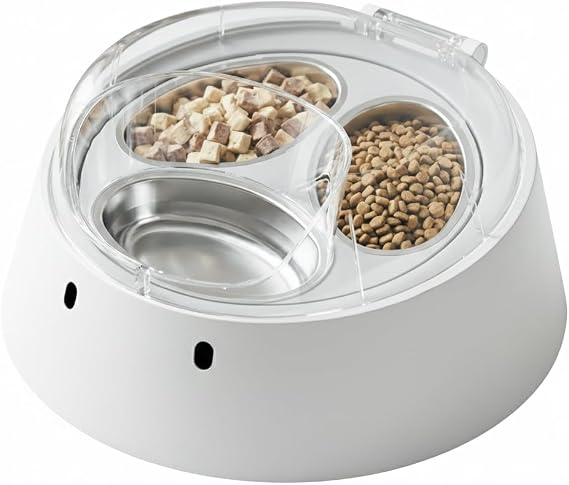 Anifam Microchip RFID Cat Feeder, Automatic Pet Feeder for Multi-Pet Homes, Dog Proof Cat Feeding Station with Stainless Steel Bowls for Small Dogs, Stops Food Stealing & Special Diets