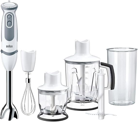 Braun MultiQuick 5 Hand Blender MQ5245WH, 1000 W, 1.25 L, 600 ml and 350 ml Hopper, White