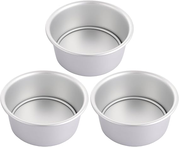 ASelected 3 PCS 6 Inch Cake Tin,Non-Stick Deep Aluminum Round Cake Deep Baking Tin with Removable Bottom Cake Baking Pan Cake Mould Tin Set with Loose Base for Wedding,Birthday,Christmas and Party