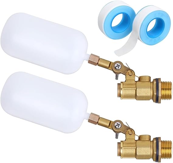 2 Pack Water Float Valve 1/2 Inch, Brass Float Ball Float with Adjustable Arm, Automatic Fill and Control Water Level