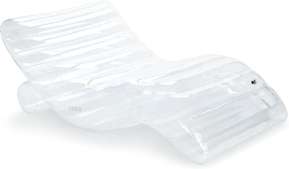 FUNBOY Giant Inflatable Luxury Tri-Color Chaise Lounger, Chair Pool Float for Adults, Transparent Blue Material, Perfect for a Summer Pool Party