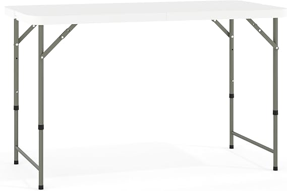 Flash Furniture 4-Foot Bi-Fold Granite White Plastic Folding Table