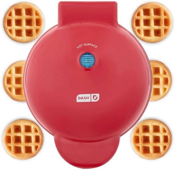 DASH Express Waffle Bite Maker - Compact Red Electric Waffle Maker - Cooks 7 Bites at Once - Nonstick - 1000 Watts