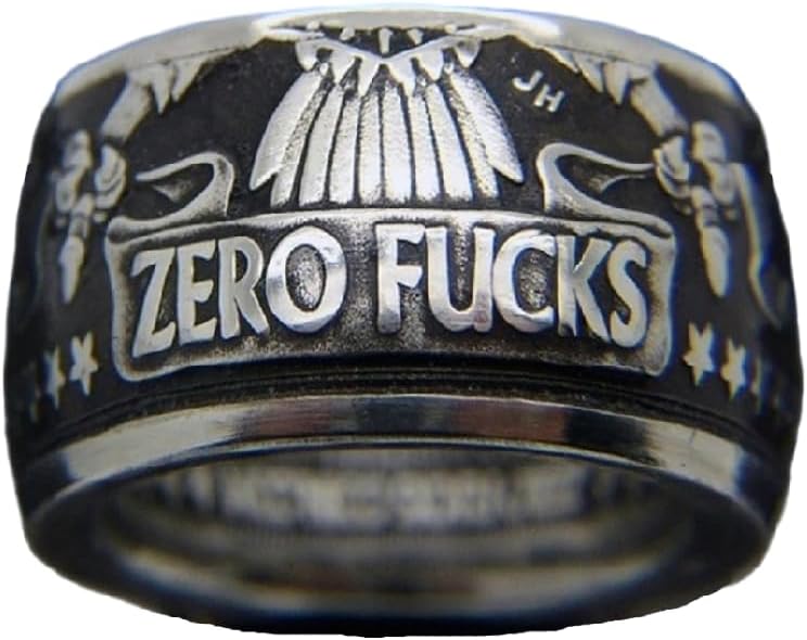 Fashion Punk Silver Ring for Men, Hip Hop Rock Style Personalized Cool Ring Jewelry, Trendy FUCKS Creative Coin Ring for Graduation Party Night Club