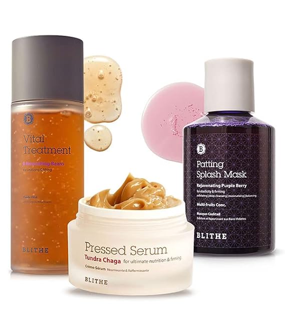 Blithe Anti Aging Big Bundle Set for Firmer Skin - Korean Age Defying Trio for Mature Skin, Pampering Gifts for Mom from Daughter (Tundra Chaga, 8 Nourishing Beans, Rejuventating Purple Berry)