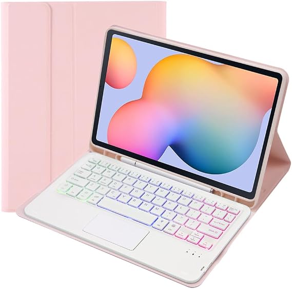 Keyboard Case for Samsung Galaxy Tab A9+ Plus 11'', Backlit Detachable Wireless Keyboard with Touchpad,Pink