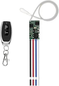 433mhz Remote, 12v Remote Control Switch, DC 6V 12V 24V 1CH Channel Relay Wireless Secure RF Remote Control Switches Transmitter and Receiver kit, Momentary Toggle Latched Delay Mode(1Pack)