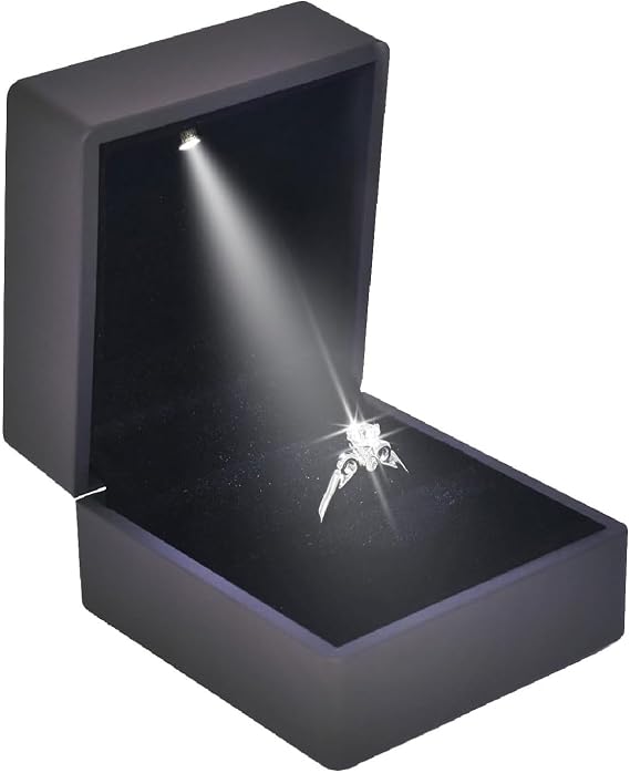 LED Light Ring Box, Engagement Ring Box,Wedding Ring Case,Jewelry Organizer Box for Proposal, Anniversary, Ceremony, and Gift Giving