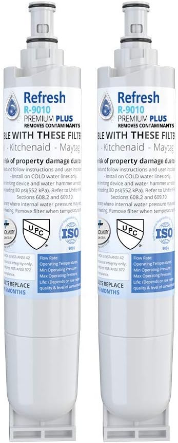 Refresh Plus Refrigerator Water Filter for Whirlpool 4396508, 2-Pack