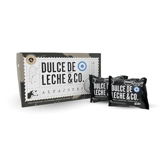 Dulce de Leche & CO. Alfajores Premium DDL&CO Box X 12 Units Black Chocolate. Made in Argentina (Pack of 1)