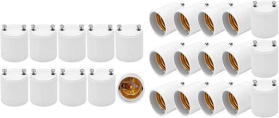 JACKYLED Gu24 Adapter 25-Pack Converts GU24 Pin Base Fixture to E26 E27 Standard Screw-in Socket