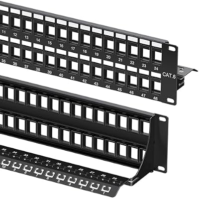 Cable Matters Rackmount or Wall Mount 2U 48 Port Keystone Patch Panel with Cable Management and Support Bar, 19-inch Blank Patch Panel for Keystone Jacks