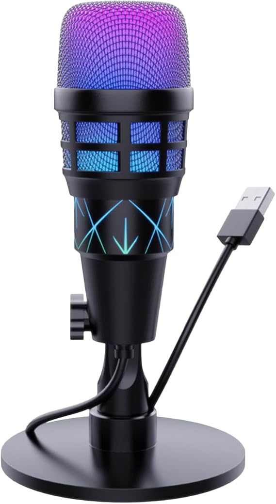 Gaming PC Microphone | Noise Cancelling Condenser Microphone, USB Wireless Headphone Accessories for PC Studio Recording, Distribution, Podcast, Music