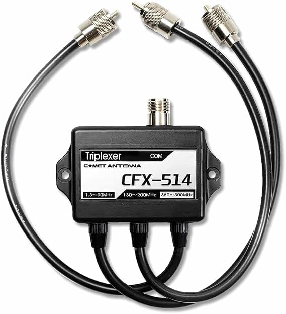 Comet CFX-514 High-Isolation Triplexer/RF Combiner-Splitter, 1.390 MHz & 130200 MHz & 380500 MHz, 800W / 500W PEP, SO-239 & PL-259 Coax Leads