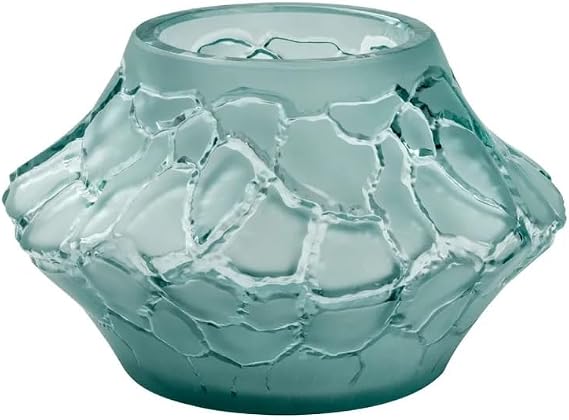 Lalique Caldera Crystal Vase, Persepolis Blue, 4.1H x 6.7D inches