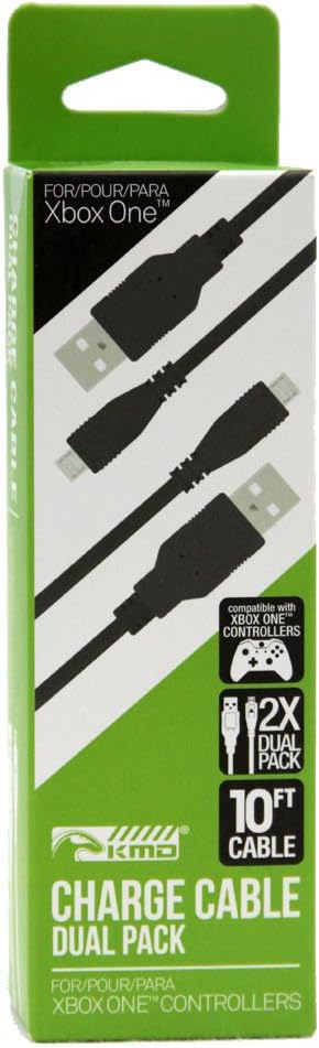 KMD Compatible with Xbox One 10ft USB Charge Cable Twin Pak for Controller