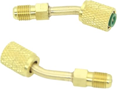 R410a Adapter 2 Pack with Thimble 516 Inch SAE Female Quick Coupler to 14 Inch SAE Male Flare Air Conditioner Hose Connectors for 45 Degree Mini Split System Adapter, R410a Manifold Gauge Set