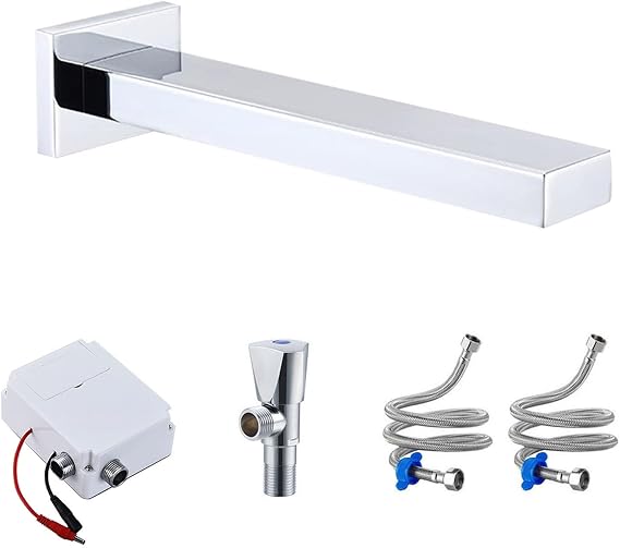Wall-Mounted Sensor Faucet Wall Mount Automatic Faucet Wall Hands Touch Free Bathroom Tap, Wall-Mounted Touchless Faucet for Bathroom Hidden Automatic Sensor Faucet(Cold Water)