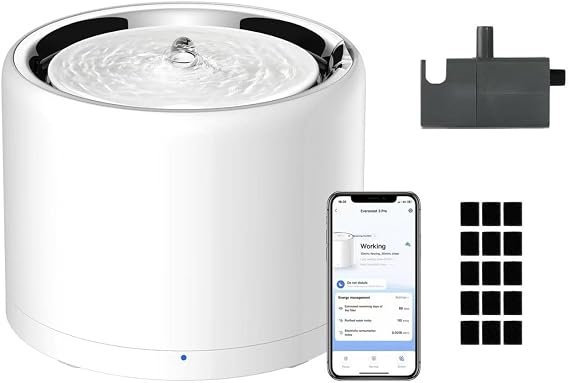 PETKIT Stainless Steel Cat Water Fountain with Replaced Foam Filters and Wireless Pump