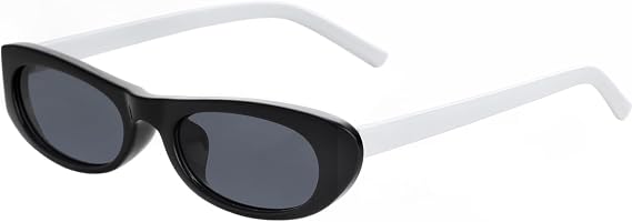 Elongated Narrow Cat Eye Sunglasses for Women Men 90s Sun Glasses Womens Small Oval Sunglasses Black Shades
