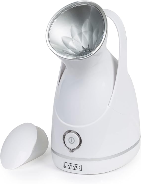 LIVIVO Nano-Ionic Facial Steamer - Deep Cleansing Face Steamer Facial with Warm Mist & UV Light - Moisturising Facial Steamer Professional Home Sauna Spa for Pore Cleansing, Blackhead & Acne Removal