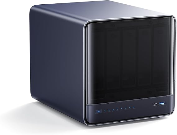 MINISFORUM N5 Pro AI NAS with AMD Ryzen AI 9 HX Pro 370, 2x SODIMM DDR5-5600MHz Slot(ECC Support), 128GB SSD, 1xHDMI+2xUSB4 Outputs, 5x HDD Slot, M.2 2230/2280/22110/U.2 slots, 5GbE+10GbE Lan Port NAS