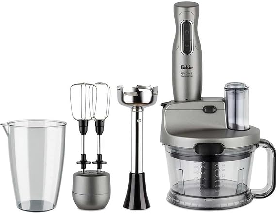 Fakir Mr Chef Quadro Blender Seti, 5 Fonksiyon, 1000 W, Paslanmaz Çelik Bıçak, Silver Stone