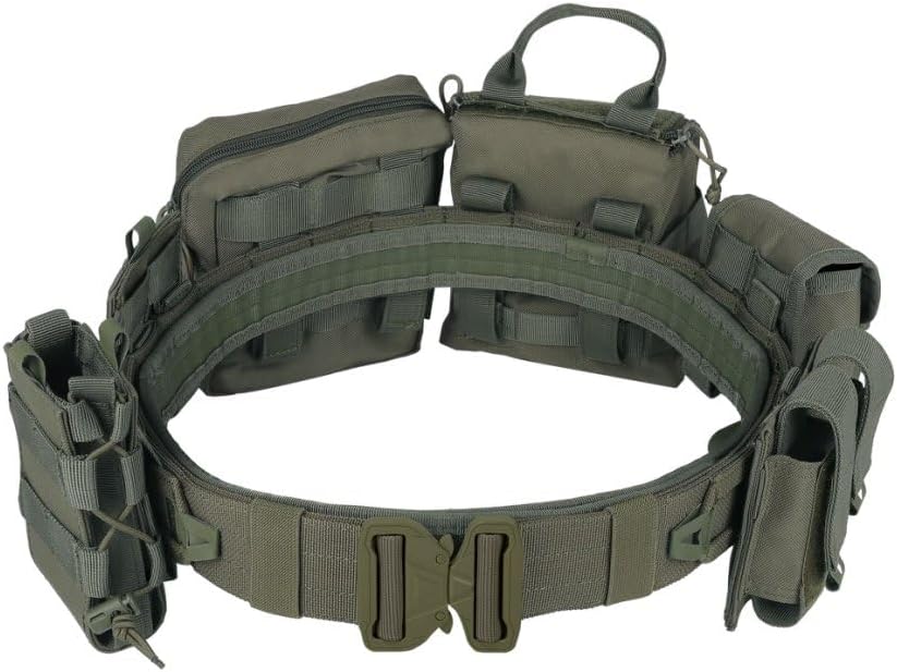 BOMTURN Tactical Battle Belt with Pouches Accessories Law Enforcement Duty Combat Military Utility Police Belt 8ps
