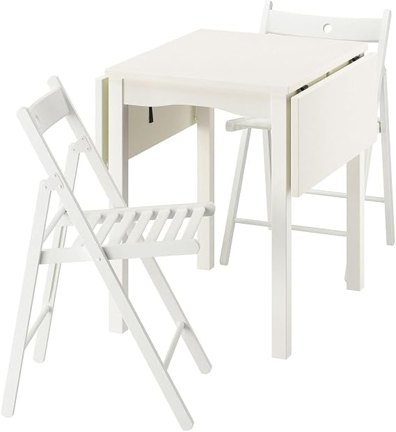 Mutfak masası takımı, beyaz, 2 sandalyeli, katlanabilir