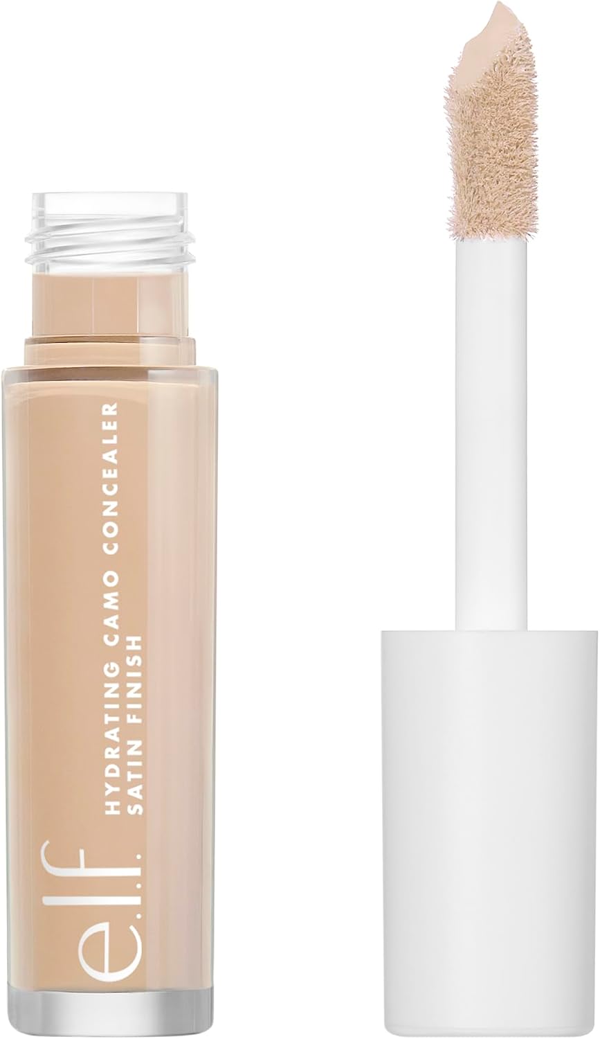 e.l.f. Hydrating Camo Concealer, Satin Finish, Conceals, Corrects & Highlights, Medium Beige, 0.203 Fl Oz 6mL
