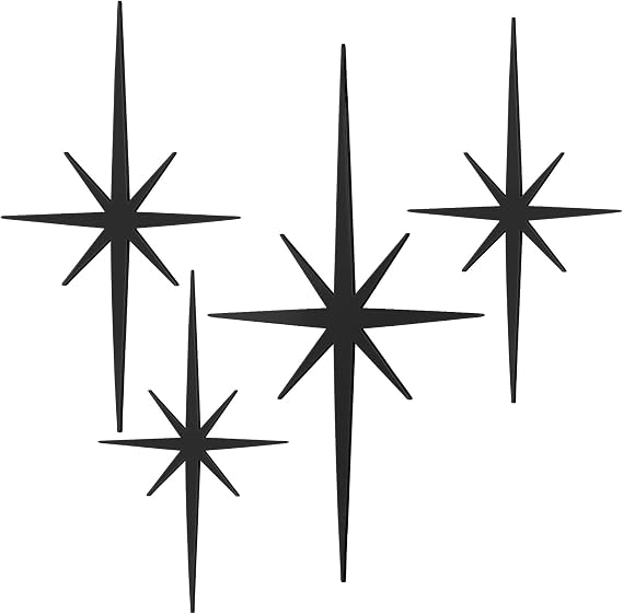 Blulu 4 Pcs Starburst Shaped Wall Decor Mid Century Modern Art,Dark Gray