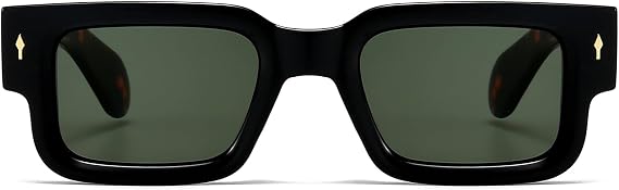Thick Rectangle Sunglasses for Men Women 90s Square Black Shades | Cool Chunky Frame Sun Glasses,Trendy UV400 Protection Retro Sunnies,Fashion Design for Driving,Travel,Beach,Daily Wear