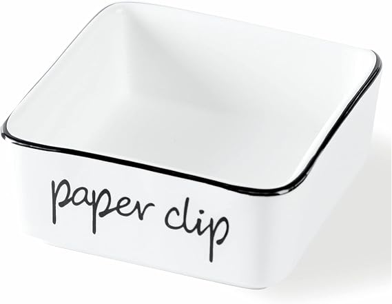 ONTUBE Ceramic Farmhouse Paper Clip Holders for Desk 3.3 Inch, White