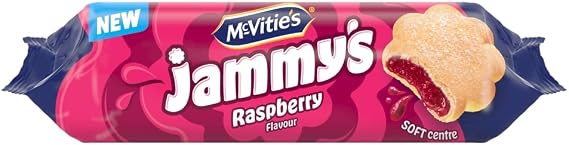 McVitie's Jammy's Raspberry Flavour Biscuits, 136.5 g (Pack of 1) | Soft Centre Snacks, Fruity Raspberry Flavour, Great for Lunchboxes & Tea, Family-Friendly Treat