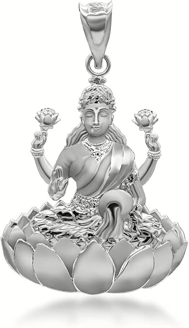 10K Yellow, White, or Rose Gold Hindu Goddess Lakshmi (Luxmi) Pendant - Choice of Metal