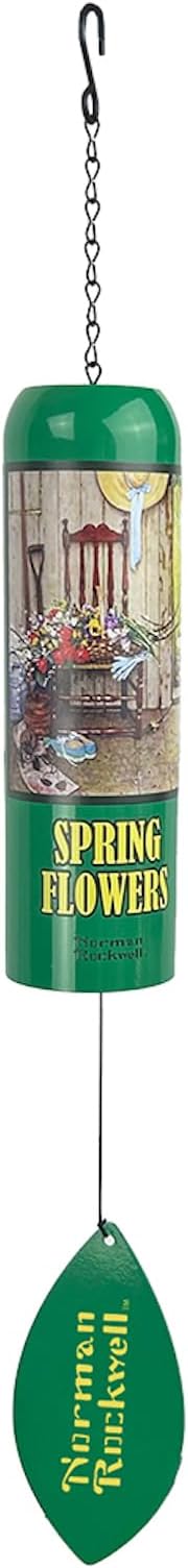 Red Carpet Studios Windchimes Outdoor Chimes Norman Rockwell Stainless Steel Wind Bell Chime, 27" Long, Spring Flowers