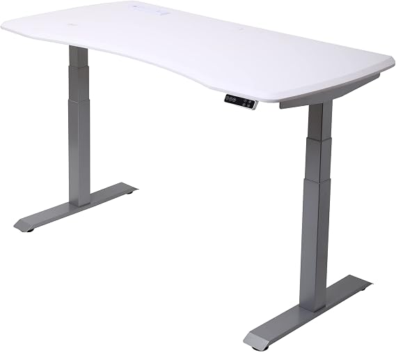 WorkPro Electric 60" W Height-Adjustable Standing Desk with Wireless Charging, White