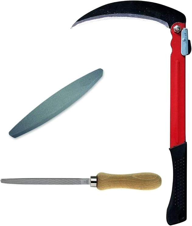 Depolife Katlanır Tırpan Ağaç Dal Ot Çalı Kesme Budama Orak Ve Tırpan Taşı Eğe Bileme Seti 3 Parça Bahçe Seti