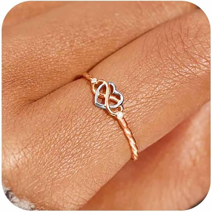 925 Sterling Silver Heart Infinity Knot Rings for Women