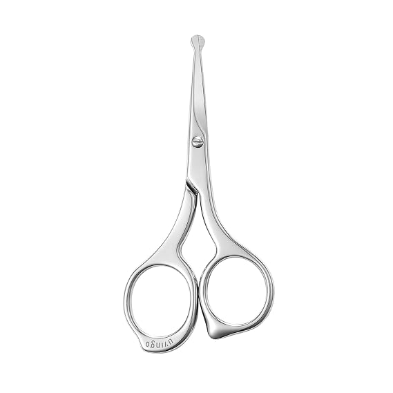 LIVINGO Nose Hair Scissors Precision Stainless Steel Rounded Tip | Safe Grooming Design, Smooth Cutting Control, Nose Ear Facial Hair Trimming for Everyday Personal Care