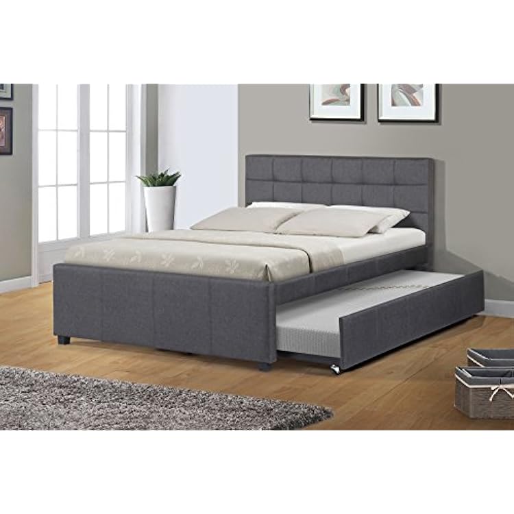 Best Quality Furniture Full Bed WTrundle, Dark gray