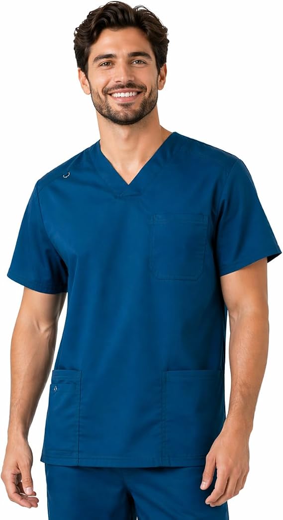 B-Well Marco Scrubs Uniforms - Men's Short Sleeve V-Neck Scrubs - Slip-On