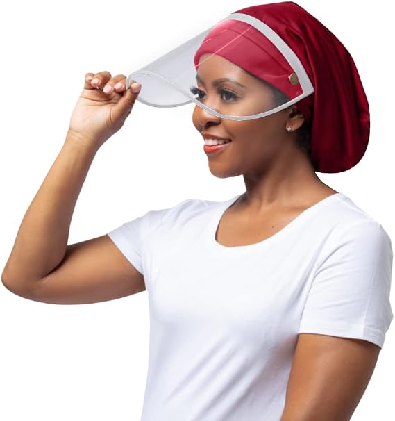 Hairbrella Pro Face Shield Womens Rain Hat, Waterproof, Sun Protection, Satin-Lined, Shield Visor, Face Shield Attaches