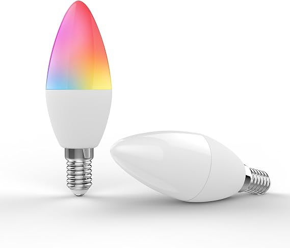 Smart Bulb, WiFi Smart Bulb RGB+W+C LED Candle Bulb 5W E12 Dimmable Light Phone App SmartLife/Tuya Remote Control Compatible with Alexa Home for Voice Control, Pack of 5