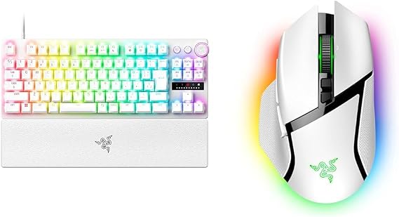 Set Purchase Razer Huntsman V3 Pro Tenkeyless JP White Edition, Wrist Rest, Japanese Layout + Razer Basilisk V3 Pro White Gaming Mouse, Wireless Connection, Focus Pro 30K, 30,000DPI 3rd Generation