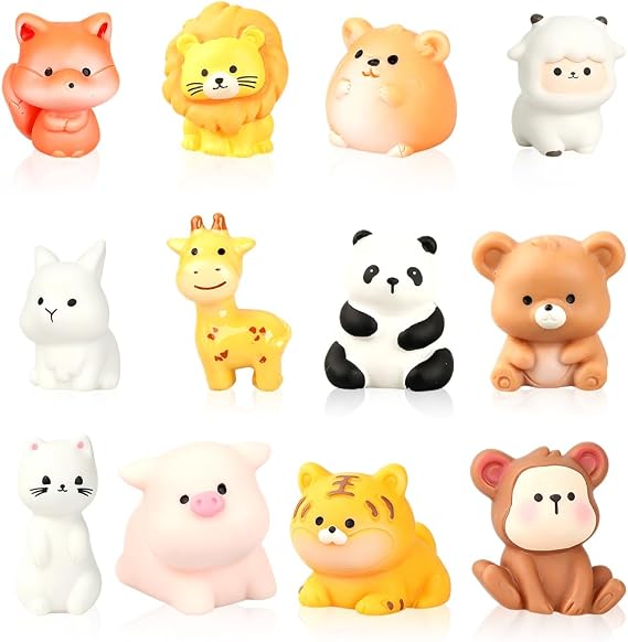 Tiny Animals Figures, 12 Styles Mini Resin Animals, Mini Animal Figures, Miniature Figures for Garden Home Dollhouse Micro Landscape Potted Aquarium Office Decor DIY Craft