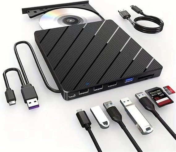 Valkyrie Harici CD DVD Okuma Yazma USB 3.0 Hub Çok Amaçlı External Drive TF SD Kart Okuyucu 8in1